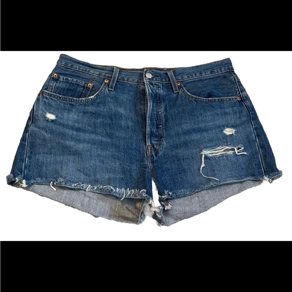 Levis Blue Denim Jean 501 Shorts Button Fly High Rise W32
